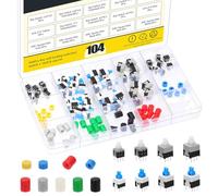 Mardatt 104 micro interruttori a pulsante + 6 pin DPDT autobloccante accensione on/off mini interruttore a pulsante con 7 colori tappi, interruttore tattile momentaneo set per breadboard Arduino