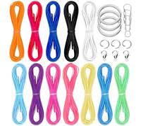Mardatt 12 rotoli di cordino colorato, corda in plastica con ganci a scatto e kit portachiavi per gioielli fai da te, bracciali, tessitura, boondoggle (lucido)