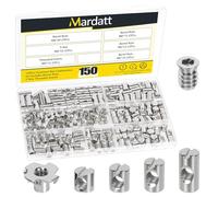 Mardatt 150 dadi M6 x 10/12/15/20 mm, argento nichelato, acciaio al carbonio a croce Dowels, filettatura M6 x 15 mm, con kit dadi a T M6 x 10 mm
