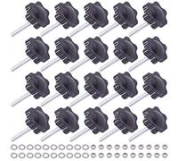 Mardatt 20 Set di pomelli a stella M4 x 30 mm con manopola a mano a vite per serraggio, filettatura maschio e metrica con dadi esagonali in acciaio inox 304 e kit di rondella piatta