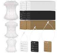 Mardatt 2100 etichette in plastica trasparente da 7,6 cm 12,7 cm 17,8 cm con chiusura a scatto con kit di cartellini prezzi per abbigliamento da 3,6 x 5,1 cm, anelli in plastica per etichette di