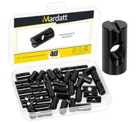 Mardatt 40 pezzi M6 x 20 mm Barrel Nuts Kit, Black Zinc-Plated Carbon Steel Cross Dowels Slotted Barrel Nut for Wood Furniture Screw, Beds Crib Chairs