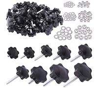 Mardatt 45 Set di manopole M4 M6 M8 Star Manopole a vite a mano con filettatura maschio e metrica manopola di serraggio con dadi esagonali in acciaio inox 304 e kit di rondella piatta