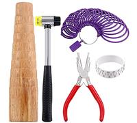 Mardatt 5 pezzi di anelli per gioielli, set di strumenti per la misurazione di gioielli, include un braccialetto in legno con mandrino, fermaglio per le dita, per creare gioielli fai da te