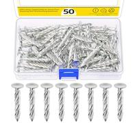 Mardatt 50 chiodi in argento da 6,5 x 45 mm, chiodo a spirale con gambo a spirale, chiodi intrecciati in cemento solido zincato, per la riparazione di pavimenti di casa, pareti, lavorazione del legno