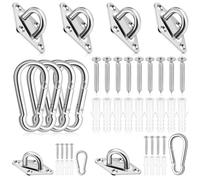 Mardatt 8 ganci a U M5 in acciaio inox 304 con piastra a U con gancio a scatto, kit assortito, anello per graffette e viti di ancoraggio per altalena per amaca, rombi