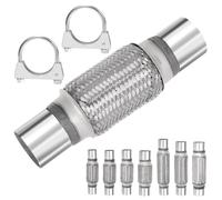 Mardatt Exhaust Flex Pipe, Stainless Steel Exhaust Flex Pipe Double Braid Exhaust Flex Tube U-Bolt Mlamp Stainless Steel Muffler U-Bolt Mlamps for Cars Trucks Buses Pipes (2,2" x 6" x 10")