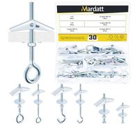 Mardatt Kit assortito di 30 bulloni a levetta, M4 M6 Bullone a occhiello Ancoraggi a farfalla e tasselli a farfalla da 1/4", 1/8", tasselli per cartongesso con dado ad alette per lampade a sospensione