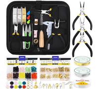 Mardatt Kit di 1250 pezzi per la creazione di gioielli, perline di cristallo da 8 mm, 10 colori, pinze, fili, aprianelli, pinzette, punteruolo, accessori per anelli