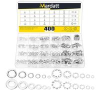Mardatt Kit di 400 rondelle di bloccaggio in acciaio inox 304, rondelle interne di bloccaggio a stella per denti esterni (metriche)