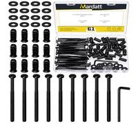 Mardatt Kit di 60 inserti filettati da 1/4"-20, inserti in legno zincato nero + bulloni per mobili a bussola esagonale da 1/4" x 75 + rondelle+chiave per connettore di fissaggio per la lavorazione del