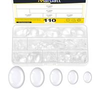 Mardatt Kit di cabochon in vetro trasparente, a cupola, cabochon con retro piatto, piastrelle cabochon in vetro per foto, ciondoli, orecchini, collane e gioielli (ovale)