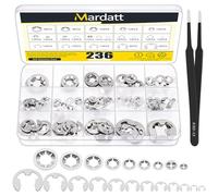 Mardatt M2/M2.5/M3/M4/M5/M6/M8/M10/M12 Internal Tooth Star Lock Washers Push On Locking Washers with E-Clips Assortment External Retaining Ring (Silver)