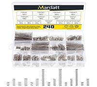 Mardatt M361 - Kit di 240 molle a compressione in 15 dimensioni, mini molle in acciaio inox con diametro del filo della cassa: 0,6 mm, 0,8 mm, 1 mm, diametro esterno 8 mm, 9 mm, 9,5 mm, lunghezza 10