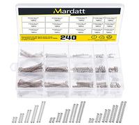 Mardatt M362 Kit di 240 molle a compressione assortite in 15 misure, mini molle in acciaio inox per riparazioni con custodia, OD 4 mm, 5 mm, 6 mm, lunghezza 10-50 mm, diametro del filo 0,3 mm, 0,4 mm,