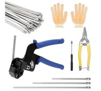 Mardatt Pistola per fascette stringicavo in acciaio inossidabile 304 con 3 misure, 150 pezzi, kit di fascette autobloccanti multiuso resistenti per macchinari, veicoli, fattorie, cavi, tubi