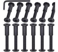 Mardatt Set da 12 pezzi, M6 x 40 mm, Black Hex Socket Cap Bolts and Barrel Nuts, Crib Bolts Flat Head Binding Bolt Screw Post for Belt Buckle Leather Furniture