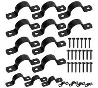 Mardatt Set di 10 morsetti per cinghia a due fori da 30 mm, in acciaio al carbonio, morsetti rigidi a U per tubo a U, morsetti per condotti con viti autofilettanti per il fissaggio del tubo, nero