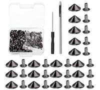 Mardatt Set di 102 punte coniche da 4,7 mm e 2 strumenti di impostazione per artigianato in pelle (colore pistola)