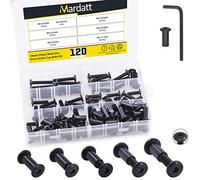 Mardatt - Set di 120 bulloni a bussola esagonale e dadi a barilotta, 5 misure, M6 x 16 mm, 20 mm, 25 mm, 30 mm, 35 mm, colore: Nero