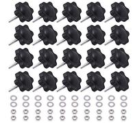 Mardatt Set di 20 pomelli a stella M4 x 20 mm con filettatura maschio a vite, manopola di serraggio manuale, parti di ricambio per rimozione rapida, con dadi esagonali in acciaio inossidabile 304 e