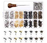 Mardatt,Set di 201 rivetti a stella in metallo, 11/15/20/22 mm, con borchie in pelle, per artigianato, abbigliamento, cinture e collari per cani, scarpe fai da te (canna di fucile/argento/oro/bronzo)