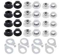 Mardatt Set di 60 dadi per asse ruota e rondella per bicicletta M8 M9.5 M10, inclusi dadi a flangia esagonale, rondelle di sicurezza per mozzo ruota anteriore e posteriore per mountain bike da strada