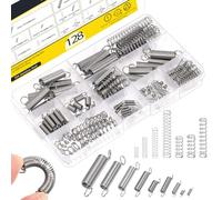 Mardatt Stainless Steel - Set di molle di prolunga in acciaio inox, 128 pezzi, 16 misure, molla di estensione con estremità del gancio, molle di compressione a molla meccaniche per riparazioni