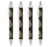 Mardi And Gras Donut - Penna a sfera con stampa a forma di ciambella, retrattile, nera, a punta fine, 0,5 mm, 1/2/4 pezzi