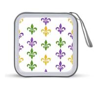 Mardi and Gras Fleurde-Lis CD Case Holder Portable 40 Capacità DVD Portafoglio Storage Organizer per Auto Viaggi