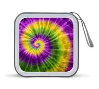 Mardi and Gras Tie Dye CD Case Holder Portatile 40 Capacità DVD Portafoglio Storage Organizer per Auto Viaggi