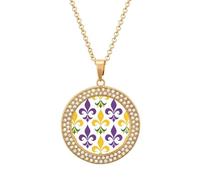 Mardi and Grass Fleur De Lis collana per le donne gioielli regolabile ciondolo per mamma, moglie, fidanzata regali, Misura unica, Metallo