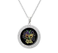 Mardi And The Gras Collana da donna con ciondolo personalizzato rotondo con diamanti collane gioielli regali per gli uomini di compleanno, Misura unica, Metallo