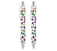 Mardi And The Gras Dot Pattern Penna a sfera retrattile inchiostro nero punta a sfera 0,5 mm scrittura liscia note prendere appunti accessori per ufficio 2 PCS
