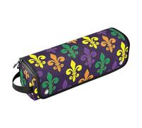 Mardi Gra - Borsa portautensili con giglio francese, con tappetino resistente al calore, borsa portautensili portatile per ferro arricciacapelli, piastra lisciante, spazzole, clip ed elastici per
