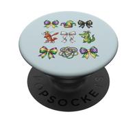Mardi Gras 2026 - Cappello da giullare con archi in coccodrillo PopSockets PopGrip Adesivo