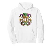 Mardi Gras 67 Maschera da giullare Fleur de Lis Six Seven Gen Alpha Felpa con Cappuccio