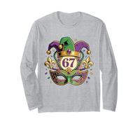Mardi Gras 67 Maschera da giullare Fleur de Lis Six Seven Gen Alpha Maglia a Manica