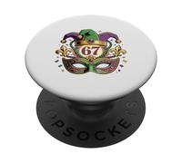 Mardi Gras 67 Maschera da giullare Fleur de Lis Six Seven Gen Alpha PopSockets PopGrip Adesivo