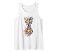 Mardi Gras American Hairless Terrier Maschera di Carnevale Perline Arte Canotta