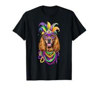 Mardi Gras American Water Spaniel Dog Mask e Perline Maglietta