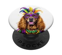Mardi Gras American Water Spaniel Dog Mask e perline PopSockets PopGrip Adesivo