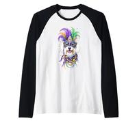 Mardi Gras Bichon Frise Dog Maglia con Maniche Raglan