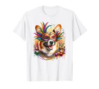 Mardi Gras Cardigan Welsh Corgi Dog Opere d'Arte Maglietta