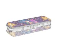 Mardi Gras Carnevale Piuma Gioiello Progettato Matita Scatola di Immagazzinaggio Trasparente Doppio Strato di Immagazzinaggio Penne Caso Per La Scuola