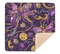 Mardi Gras Carnival Masks Purple2 - Tappetino da gioco per bambini, impermeabile, per la pancia, per bambini, 127 x 127 cm