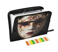 Mardi Gras - Cartella portadocumenti espandibile con 13 tasche, formato A4, con cerniera, colore: oro rosso