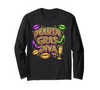 Mardi Gras Diva Sassy Queen Party Carnevale Mardi Gras Parade Maglia a Manica