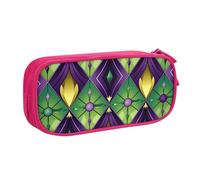 Mardi Gras Fleur De Lis Astuccio per ragazzi e ragazze colorato Zigzag grande portapenne da scrivania cancelleria organizer astuccio per scuola ufficio borsa per il trucco con cerniera, Blu