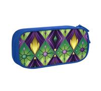 Mardi Gras Fleur De Lis Astuccio per ragazzi e ragazze colorato Zigzag grande portapenne da scrivania cancelleria organizer astuccio per scuola ufficio borsa per il trucco con cerniera, rosa